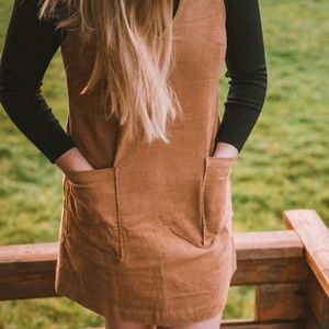 Organic Corduroy V-Neck Mini Dress